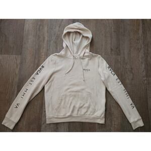 RVCA Womens Hoodie XS Beige Pullover Pockets California Y2K Skate Snow Surf